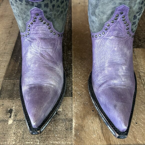 Old Gringo Purple Leopardito Pointed Toe Cowboy Western Boots Womens 5 B - Picture 8 of 12